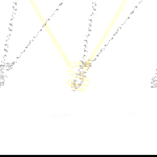 Say It With Dainty CZ Block Initial Necklace - Yellow Gold Plated
