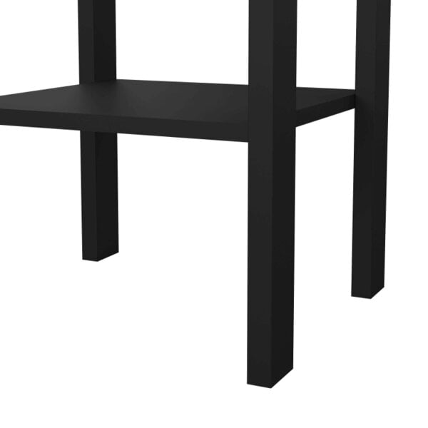 Wyld Haus Wildberry Matt Black Wooden Bedside Table with 1 Drawer Bottom Shelf Leather Handles