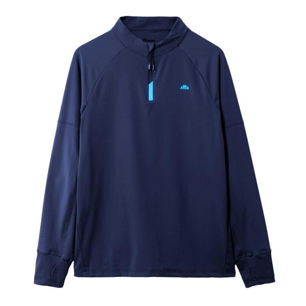 Ellesse Mens Musica Quarter Zip Long-Sleeved T-Shirt - Navy - 