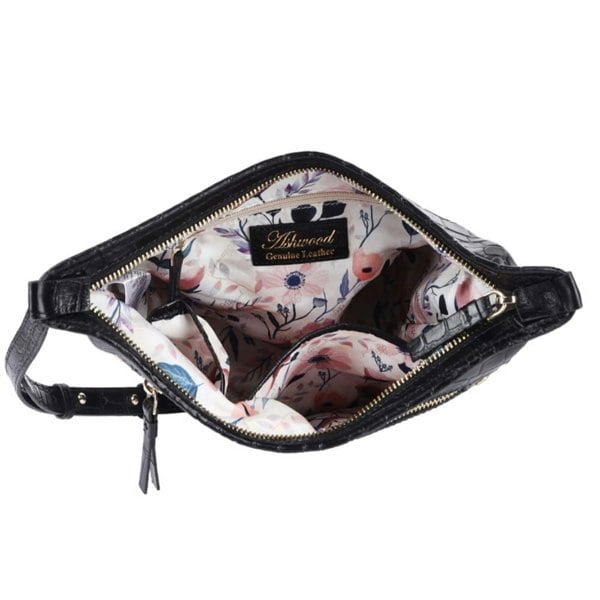 Ashwood 'Expression' Croc Embossed Leather Shoulder Bag: 63790