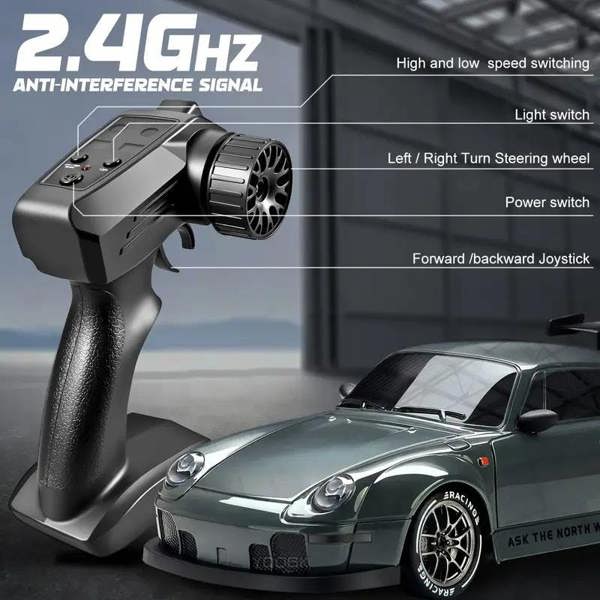 Dyzi Remote Control Drift Car LED Lights High-Speed 4WD Rechargeable Toy