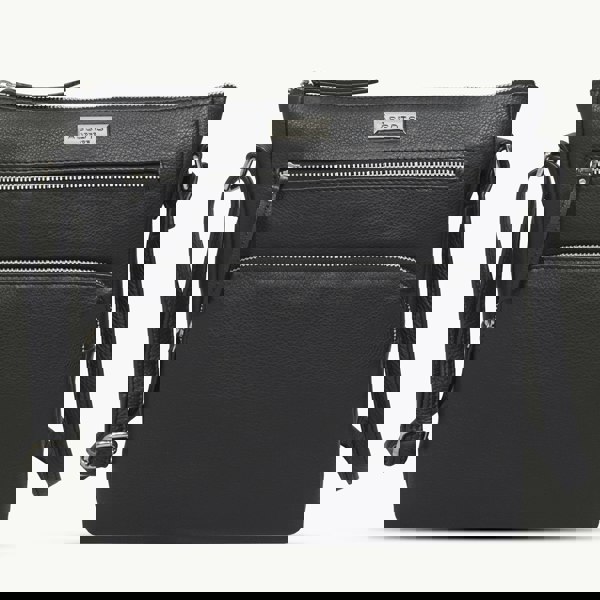 Assots London 'AGATHA' Black Real Soft Pebble Grain Leather Crossbody Bag