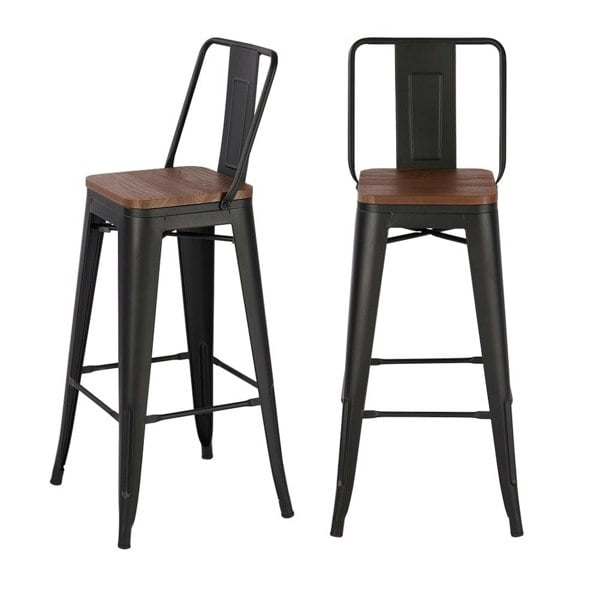 Set of 2/4 Metal Wooden High Bar Stools for Kitchen Bar Stools Living and Home