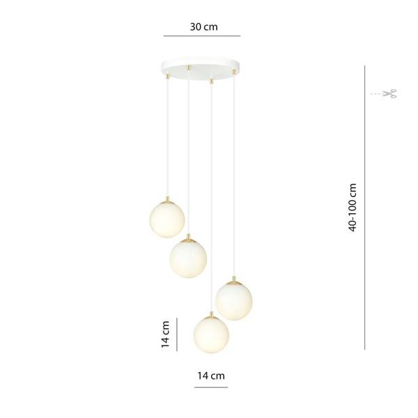 Emibig ROYAL Pendant lamp 4 x E14 White, Gold with White Shade