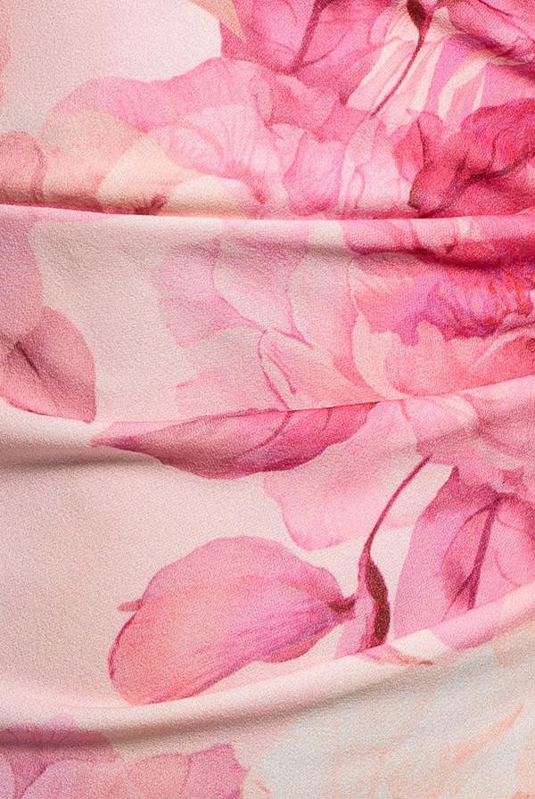 Printed Cowl Neck Pleated Waist Maxi Dress - Blush Pink DR5186