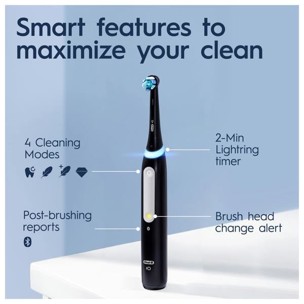 Oral-B iO 4 Dual Pack, Black & White Electric Toothbrushes, 2 Toothbrush Heads, 1 Travel Case