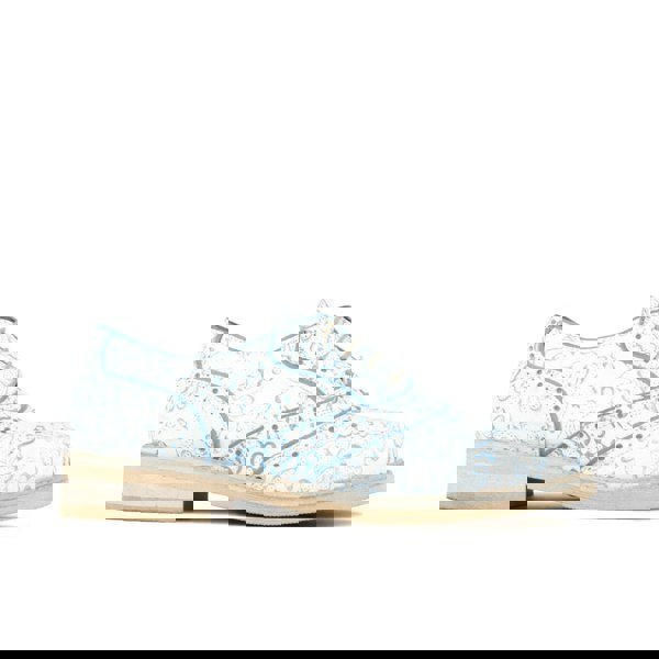 Embassy London Brick Lane - White Flowers - Women's contrast leather lace-up brogue