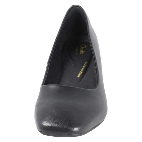 Clarks Ladies Clarks Square Toe Block Heeled Court Shoes Fernie Court