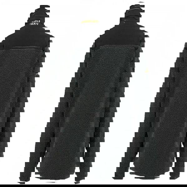 Stanley Borden Mens Zip-Up Borg Warm Work Fleece, back view of a black and gray fleece jacket with a zip-up front and stand collar, designed for warmth and outdoor work.