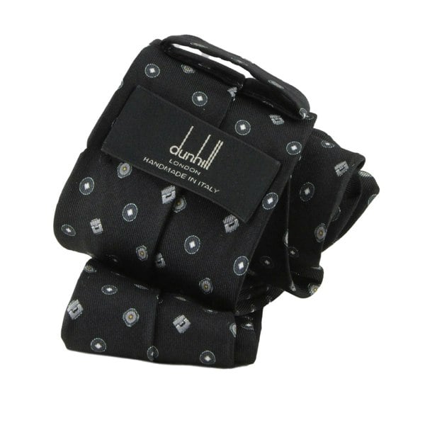 Dunhill luxurious mulberry silk tie in an archive cufflink pattern