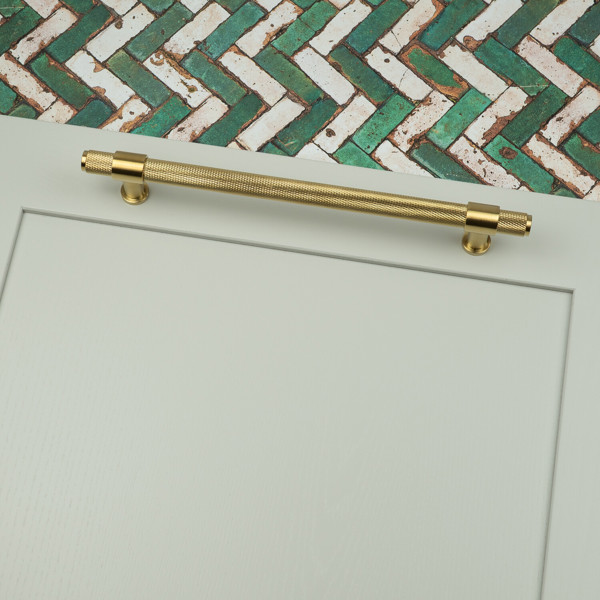 Handle & Home Satin Brass Knurled Handles with Clasp Detailing