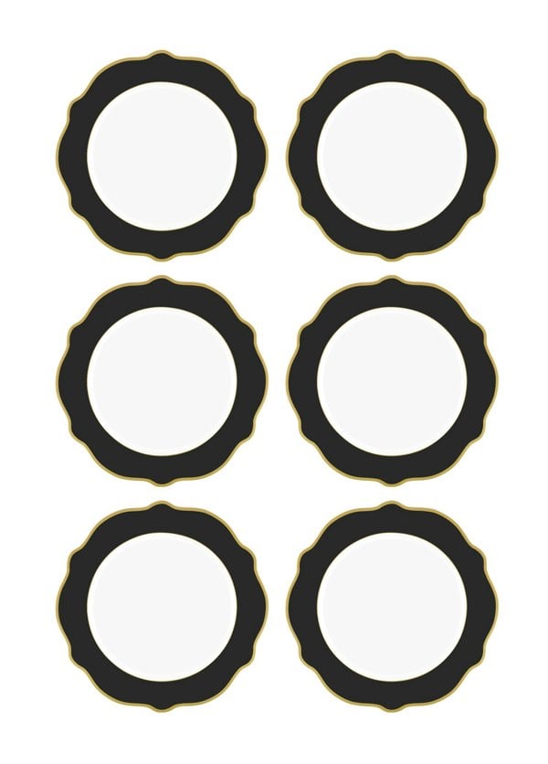 Rozi Jaswely Collection Porcelain Dinner Plates, Set of 6 (Black)