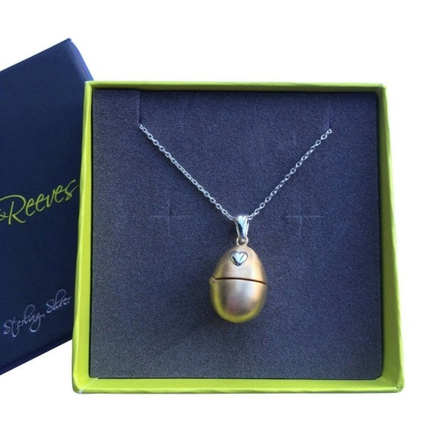 Sterling Silver Egg Locket Pendant - Reeves & Reeves