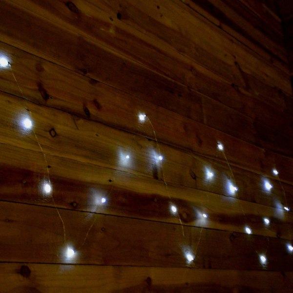 Samuel Alexander 50 LED 2.5m Premier MicroBrights Indoor Outdoor Christmas Multi Function Battery Operated Lights with Timer on Pin Wire in Cool White