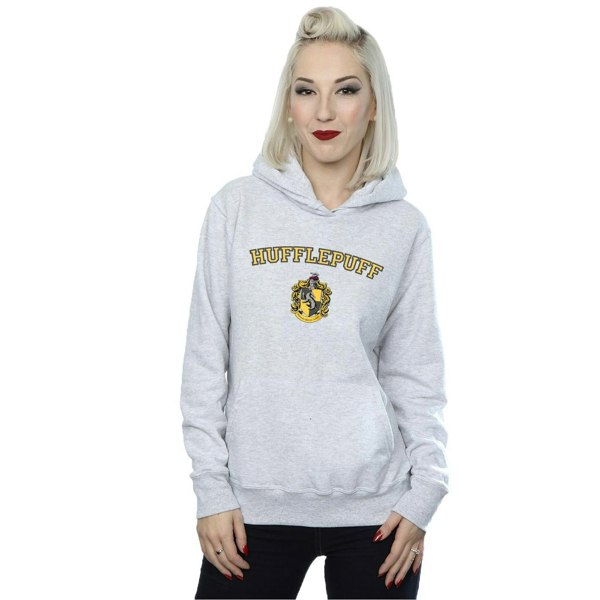 Harry Potter Womens/Ladies Hufflepuff Crest Hoodie - Sports Grey