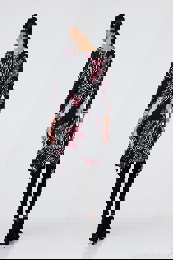 Black | Floral Hanky Hem Tunic Dress