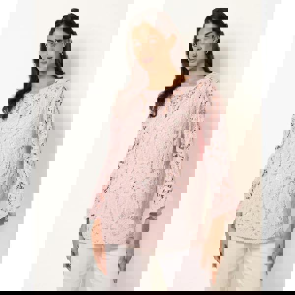 Blue Vanilla Flower Crochet Long Sleeve Top