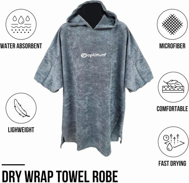 Drywrap Hooded Towel Robe – Beach Changing Poncho - Optimum