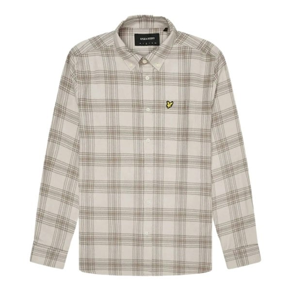 Lyle & Scott Tonal Check Long Sleeve Beige Flannel Shirt M