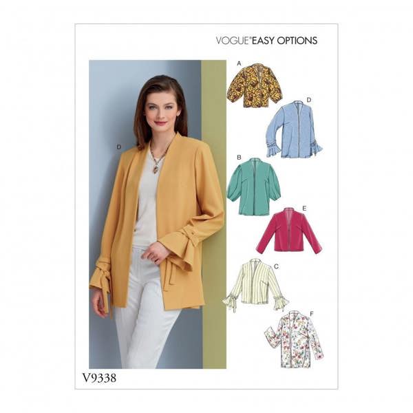 Vogue Sewing Pattern 9338, Jackets for Women, A5 (6-8-10-12-14) - Easy