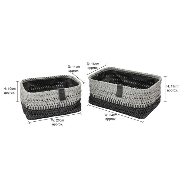 JVL Kenzi Rectangular Fabric Storage Baskets for Home Organisation, Set of 2