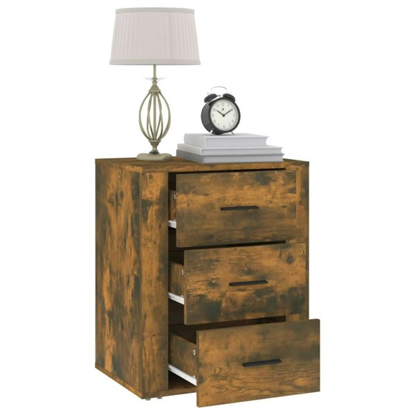 Berkfield Bedside Cabinet Smoked Oak 50x36x60 cm Engineered Wood