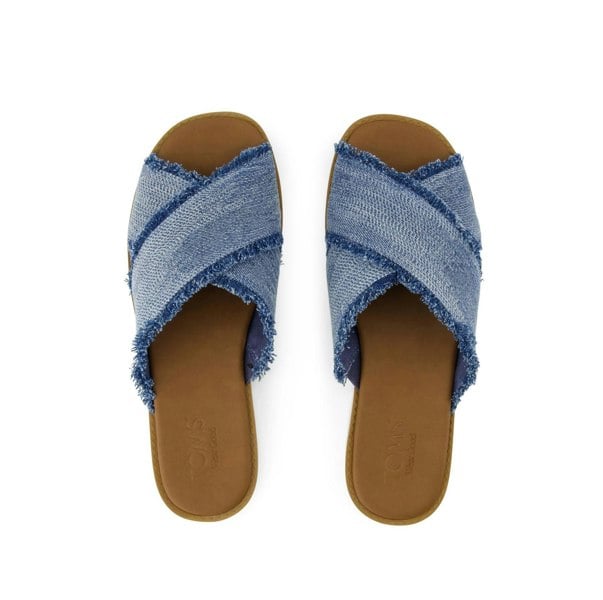 TOMS Mae Crossover Denim Women's Fray Dark Sky Sandals
