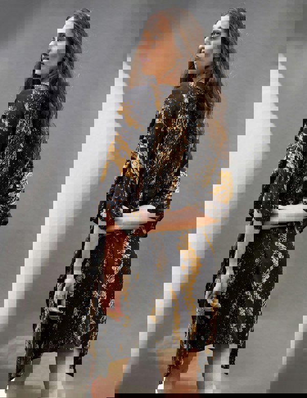 Selina Black Python Knee Caftan