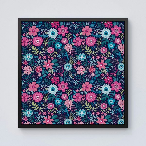 Warren Reed Cute Colourful Flower Pattern Framed Canvas