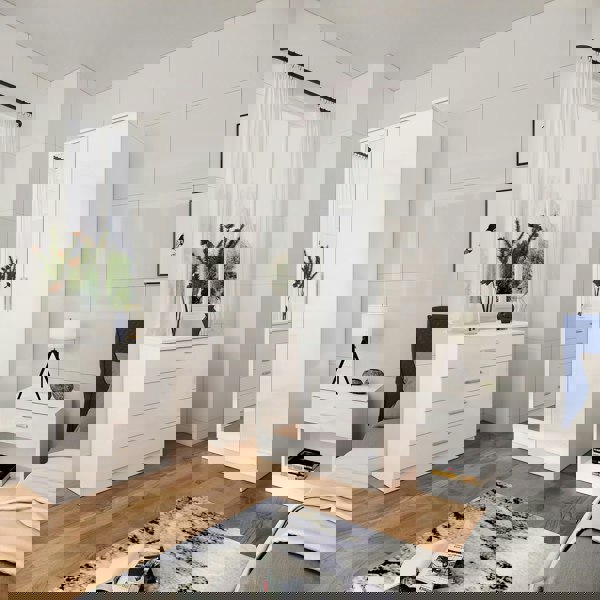 Comfy Living High Gloss Bedroom Furniture 3 Piece Trio Set Wardrobe Chest Bedside