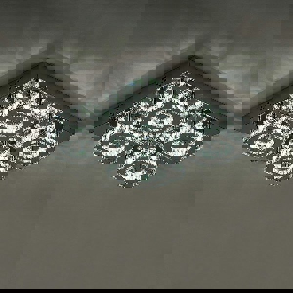 68 W Square LED Ceiling Light with Crystal Dimmable Warm Light Ceiling Lights Living and Home 