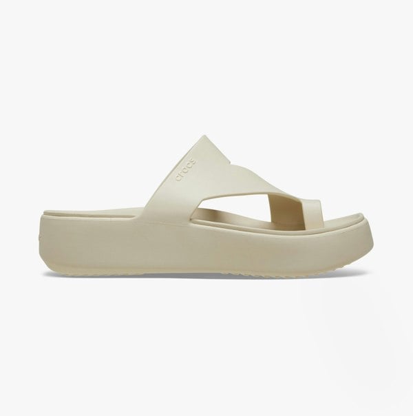 Crocs 210834-0LH GETAWAY PLATFORM TOE LOOP Womens Sandals Sandstone