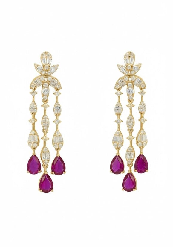 Latelita Duchess Ruby Drop Earrings Gold