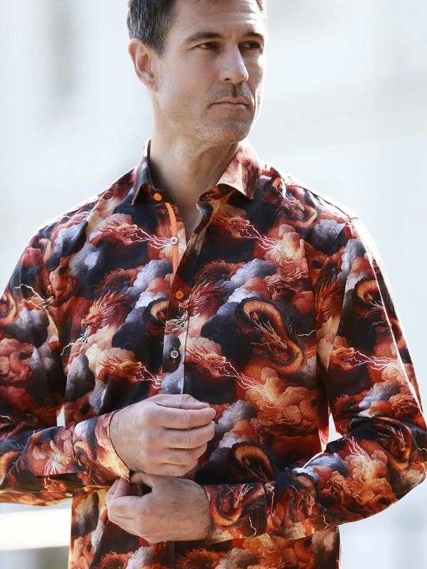 BATTLE OF THE DRAGONS PRINT SHIRT - Claudio Lugli Shirts