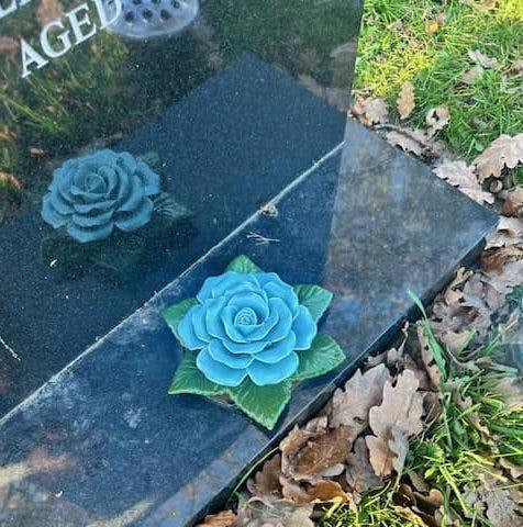 Memorials Direct Single Blue Ceramic Rose