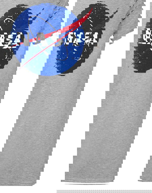 NASA Mens Grey Distressed Logo Short Sleeved T-Shirt