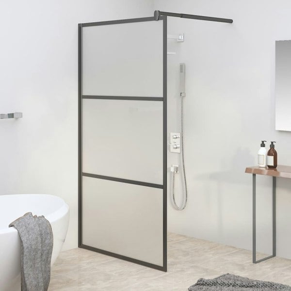 Berkfield Walk-in Shower Wall 115x195 cm Frosted ESG Glass Black