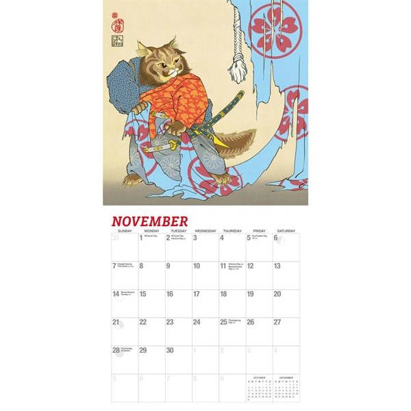 Unbranded Samurai Cats Calendar 2027, Wall Calendars, Month To View, Cats, Gift