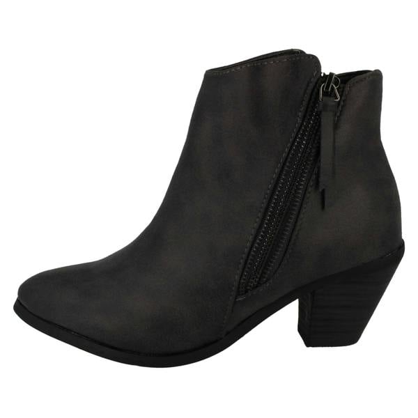 Spot On Ladies Spot On Cowboy Style Ankle Boots with Zip Detail