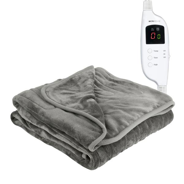 MONHOUSE Heated Electric Throw 9H Timer 9 Heat Setting Fleece Blanket