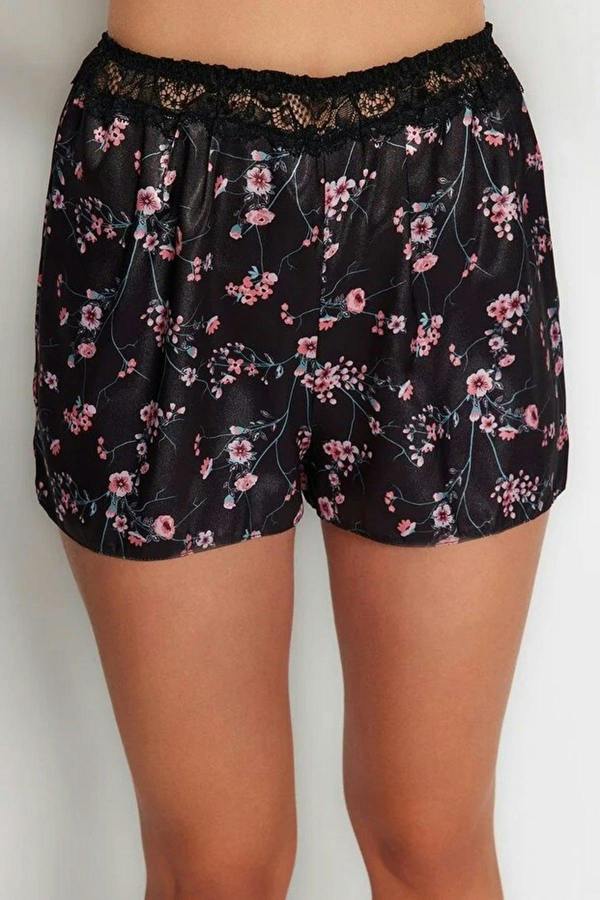WOVCOR Floral Lace Trim Cami Top and Shorts Pyjama Set