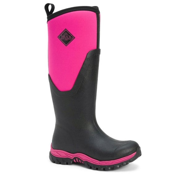 Muck Boots Women's Arctic Sport Tall Pull On Wellie Boots - Black/Pink