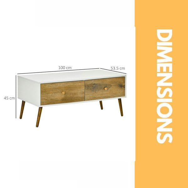 Rafaelo Mobilia Coffee Table With 4 Drawers Natural Brown