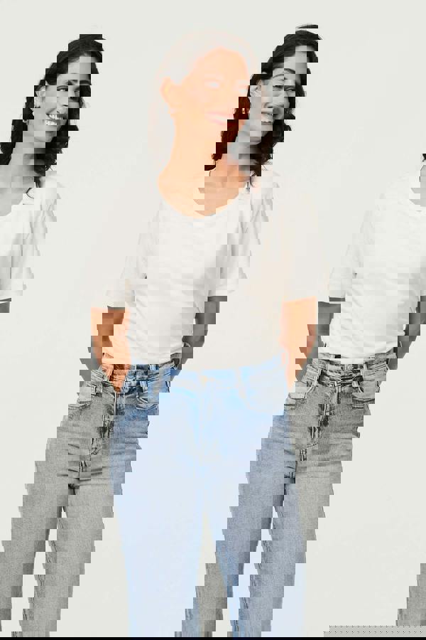 Blue | High Waist Straight Fit Faded Jeans