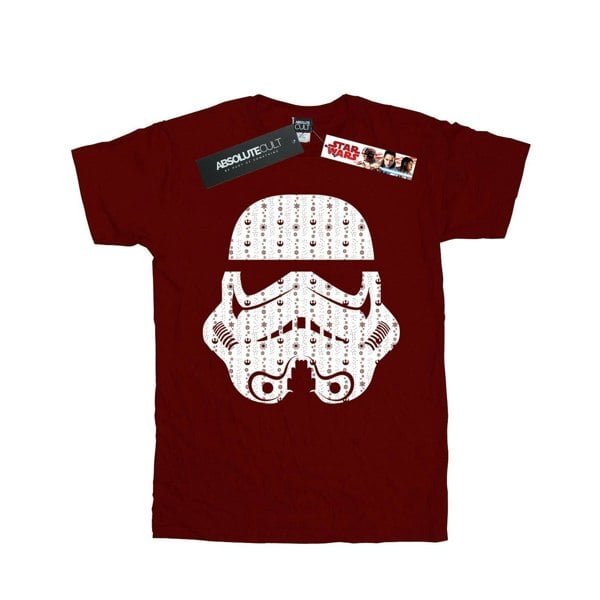 Star Wars Boys Christmas Stormtrooper Helmet T-Shirt - Burgundy