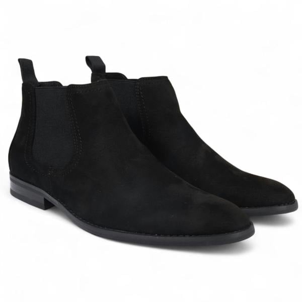 Dolcetto Men's Suede Chelsea Boots Real Leather Lined Slip-On