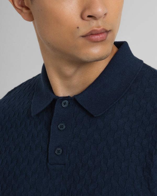 Steel & Jelly Burton - Geo Texture Knitted Polo Shirt