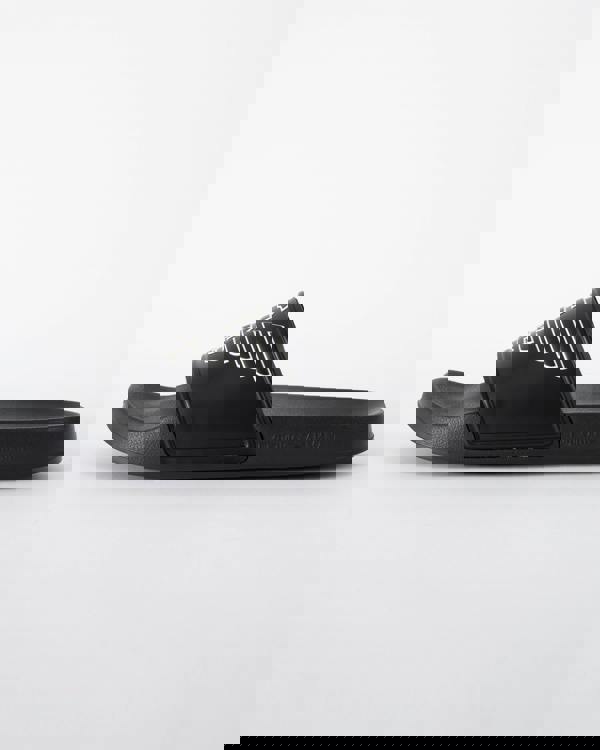 side of Emporio Armani Mens PVC Pool Slides with Eagle Logo in Black and Whisper White