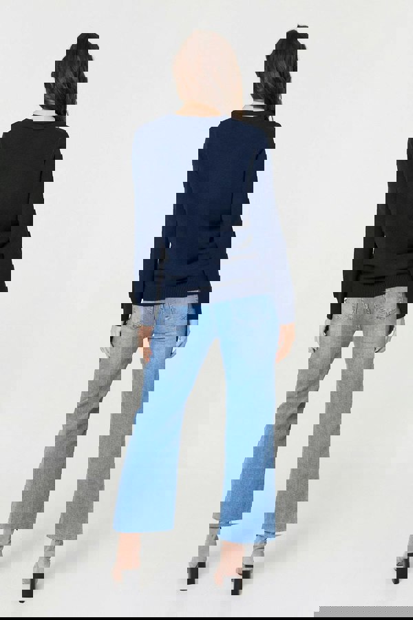 Navy | Textured Knitted Long Sleeve Jumper
