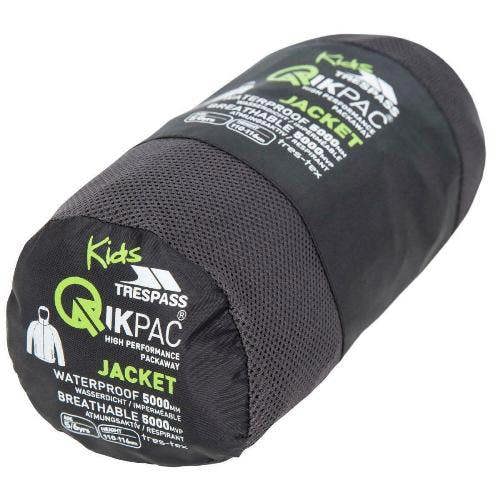 Kids Trespass Qikpac Waterproof Jacket Boys Girls Raincoat